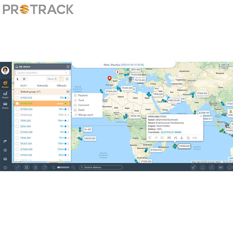 Protrack Platform တွင် Engine Idle ၏သရုပ်ပြခြင်း။